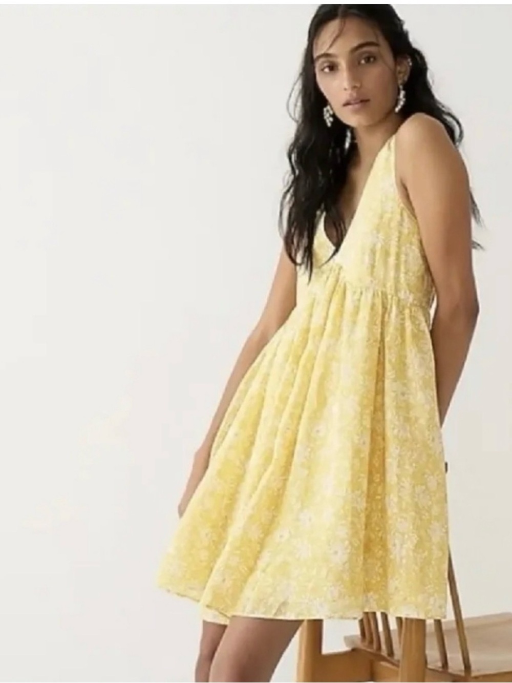 J. Crew Yellow Floral Midi Sundress